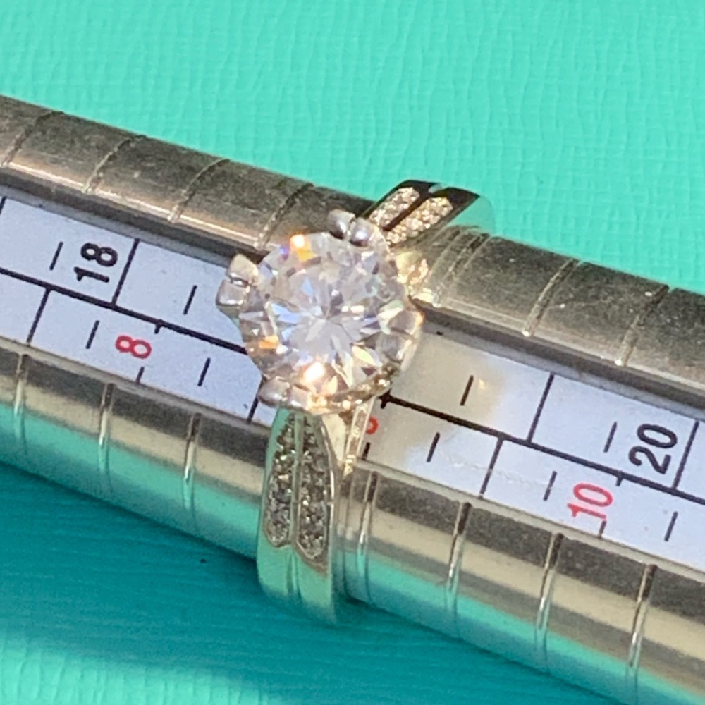 Stunning Solitaire Ring Sterling Silver - image 8